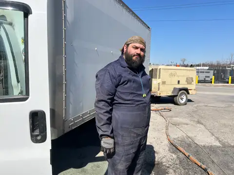 Man at work, ready for action.